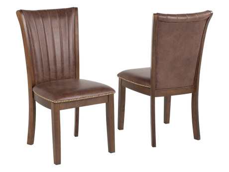 7-Piece Transitional Trestle Dining Room Set with Nailhead Upholstered Chairs (Brown) - view 6