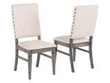 Transitional 9 Piece Dining Set with Upholstered Nailhead Chairs (Grey/Beige)