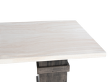 Transitional 9 Piece Dining Set with Upholstered Nailhead Chairs (Grey/Beige)