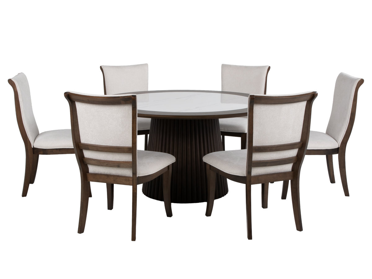 Dark Walnut Round Pedestal 7-Piece Dining Set