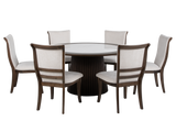 Dark Walnut Round Pedestal 7-Piece Dining Set