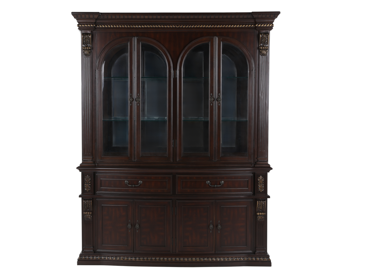 Grand-Cherry Hutch & Buffet/ China Cabinet by Mollai Collections | Bel Furniture