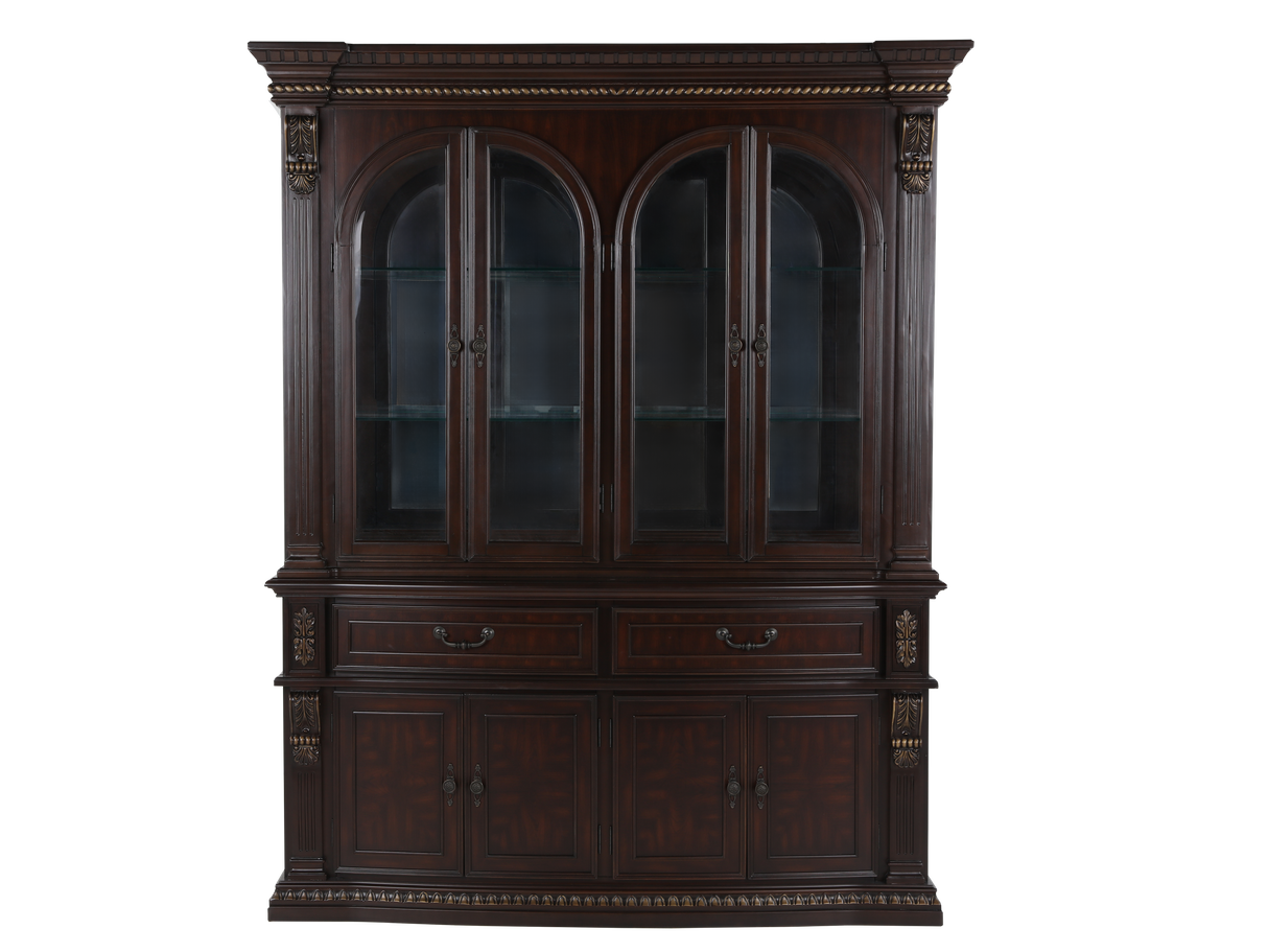 Grand-Cherry Hutch & Buffet/ China Cabinet by Mollai Collections | Bel Furniture