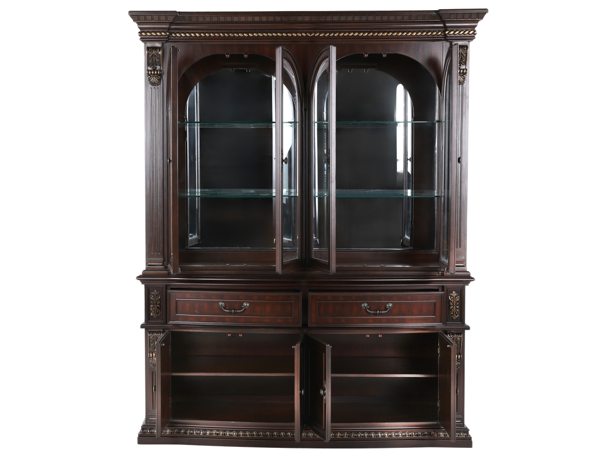 Grand-Cherry Hutch & Buffet/ China Cabinet by Mollai Collections | Bel Furniture