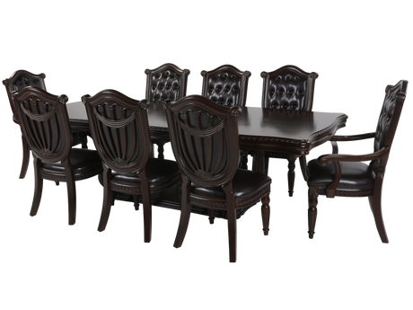 Grand-Cherry 9 Piece Dining Room Set by Mollai Collections | Bel Furniture