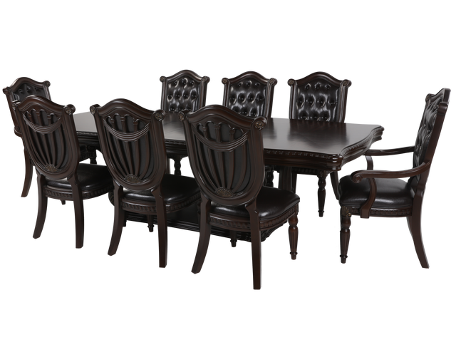 Grand-Cherry 9 Piece Dining Room Set by Mollai Collections | Bel Furniture