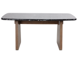 Contemporary Walnut Brown & Black Marble-Look 7-Piece Dining Room Set