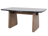 Contemporary Walnut Brown & Black Marble-Look 7-Piece Dining Room Set
