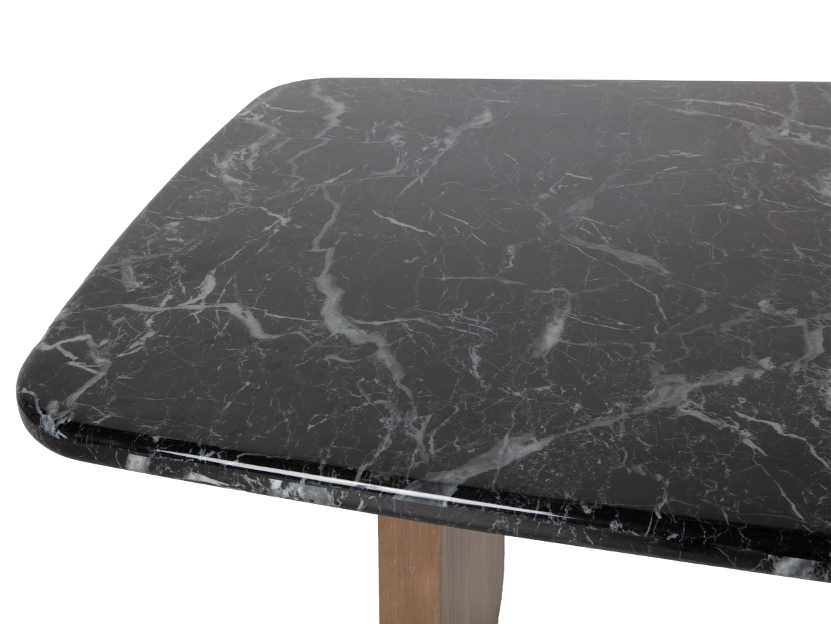 Contemporary Walnut Brown & Black Marble-Look 7-Piece Dining Room Set