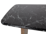 Contemporary Walnut Brown & Black Marble-Look 7-Piece Dining Room Set