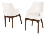 Contemporary Walnut Brown & Light Beige 7-Piece Dining Room Set with Ivory Upholstered Chairs