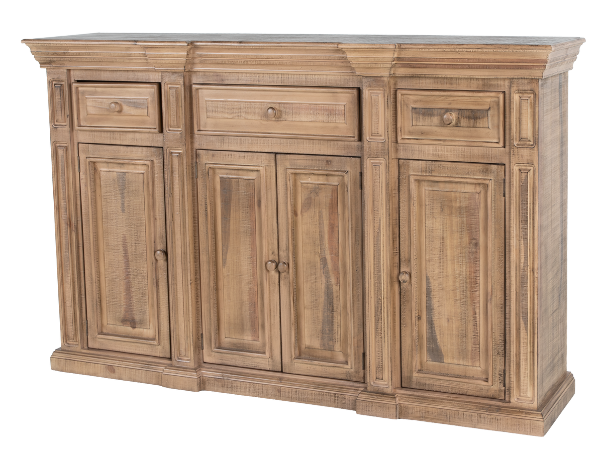 Rustic Solid Wood 75" Buffet Server in Distressed Honey Brown