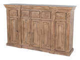 Rustic Solid Wood Brown Farmhouse 80-Inch Sideboard Cabinet with Door & Drawer Storage