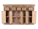 Rustic Solid Wood Brown Farmhouse 80-Inch Sideboard Cabinet with Door & Drawer Storage