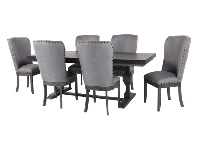 CHARLES-GREY 7 PIECE DINING ROOM SET by Mollai Collections | Bel Furniture