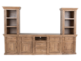 Rustic Brown 3-Piece Entertainment Wall Unit with Bookcase Piers & Storage Console