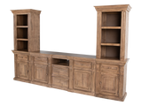 Rustic Brown 3-Piece Entertainment Wall Unit with Bookcase Piers & Storage Console