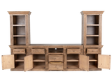 Rustic Brown 3-Piece Entertainment Wall Unit with Bookcase Piers & Storage Console