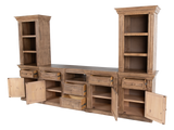 Rustic Brown 3-Piece Entertainment Wall Unit with Bookcase Piers & Storage Console