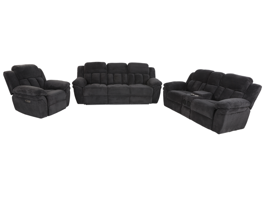 3 Piece Living Room Set: Power Reclining Sofa, Power Reclining Chair, Stationary Loveseat