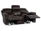 Espresso Top Grain Leather 3-Piece Power Reclining Living Room Set