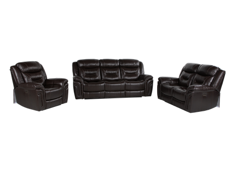 Chocolate Brown Top Grain Leather Power Reclining Sofa, Loveseat & Recliner – 3-Piece Living Room Set with USB - view 4