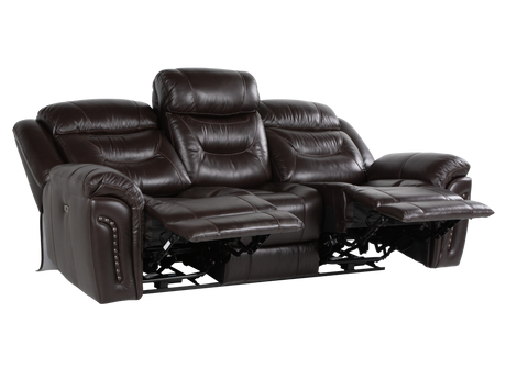 Chocolate Brown Top Grain Leather Power Reclining Sofa, Loveseat & Recliner – 3-Piece Living Room Set with USB - view 9
