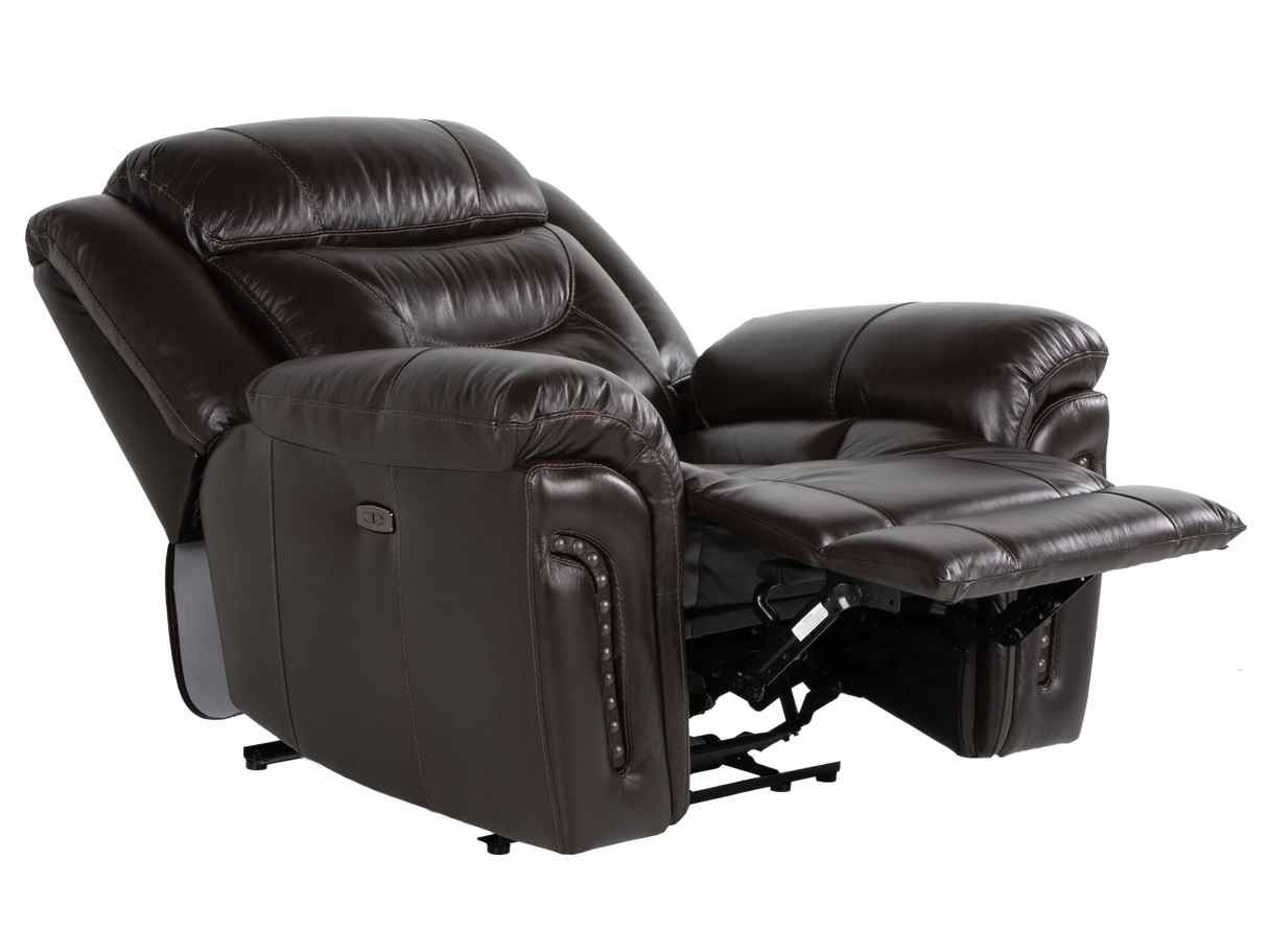 Chocolate Brown Top Grain Leather Power Reclining Sofa, Loveseat & Recliner – 3-Piece Living Room Set with USB