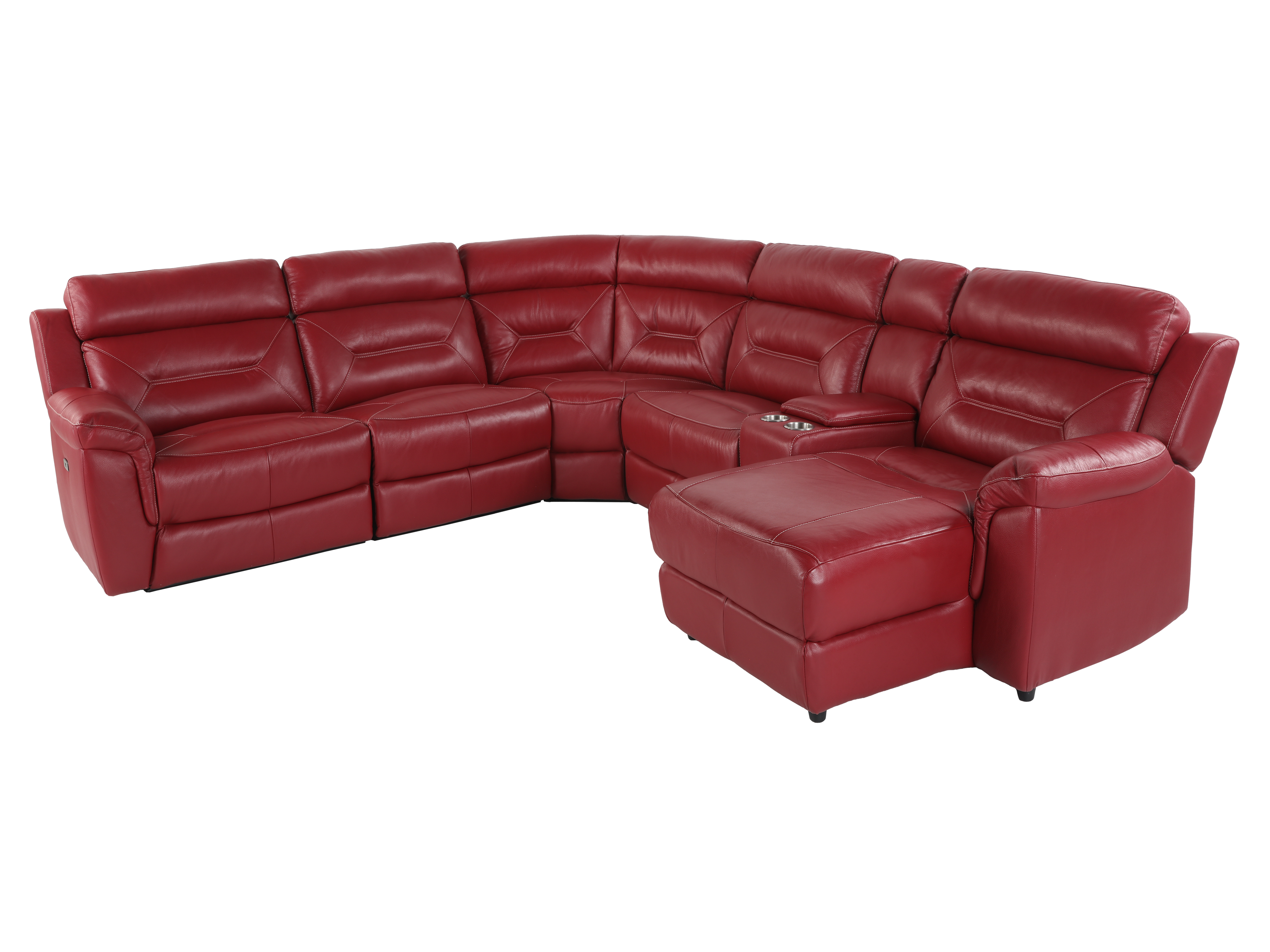 6 Piece Power Reclining Sectional with Top Grain Leather