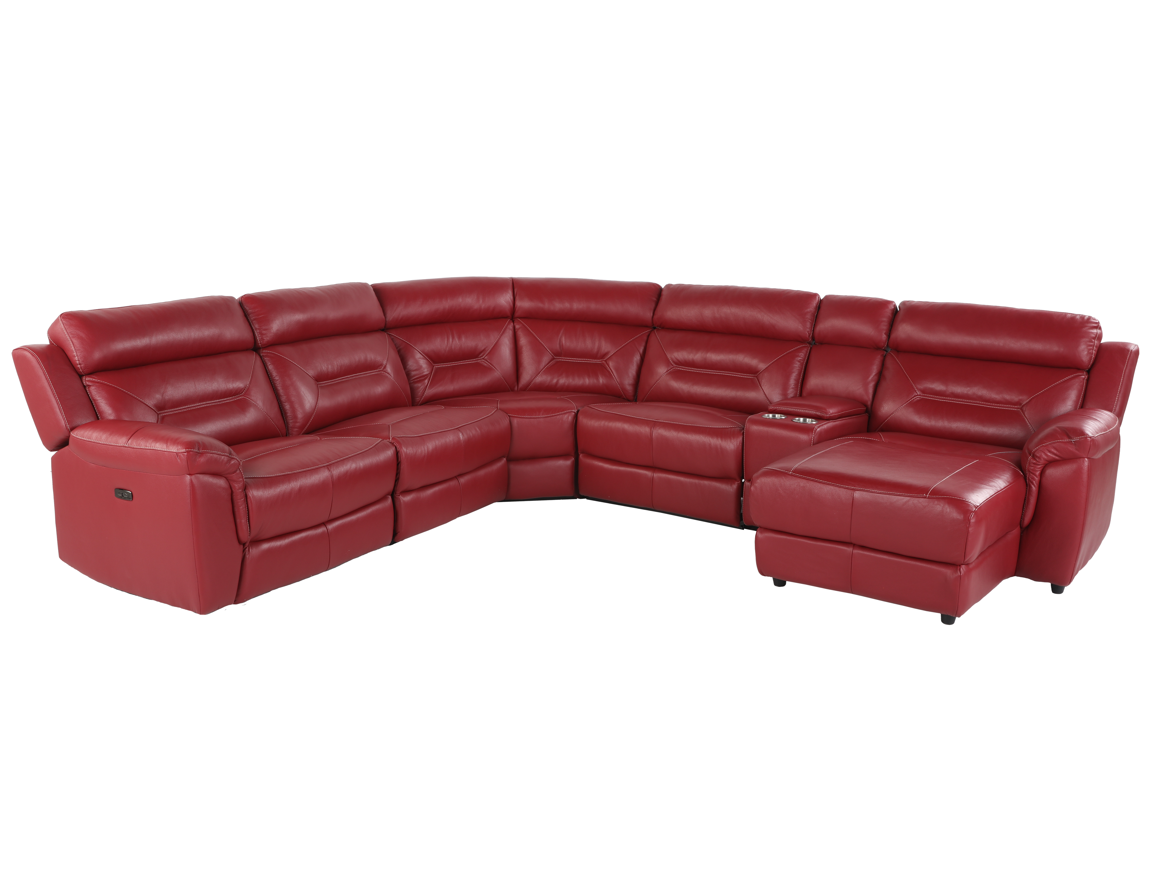 6 Piece Power Reclining Sectional with Top Grain Leather