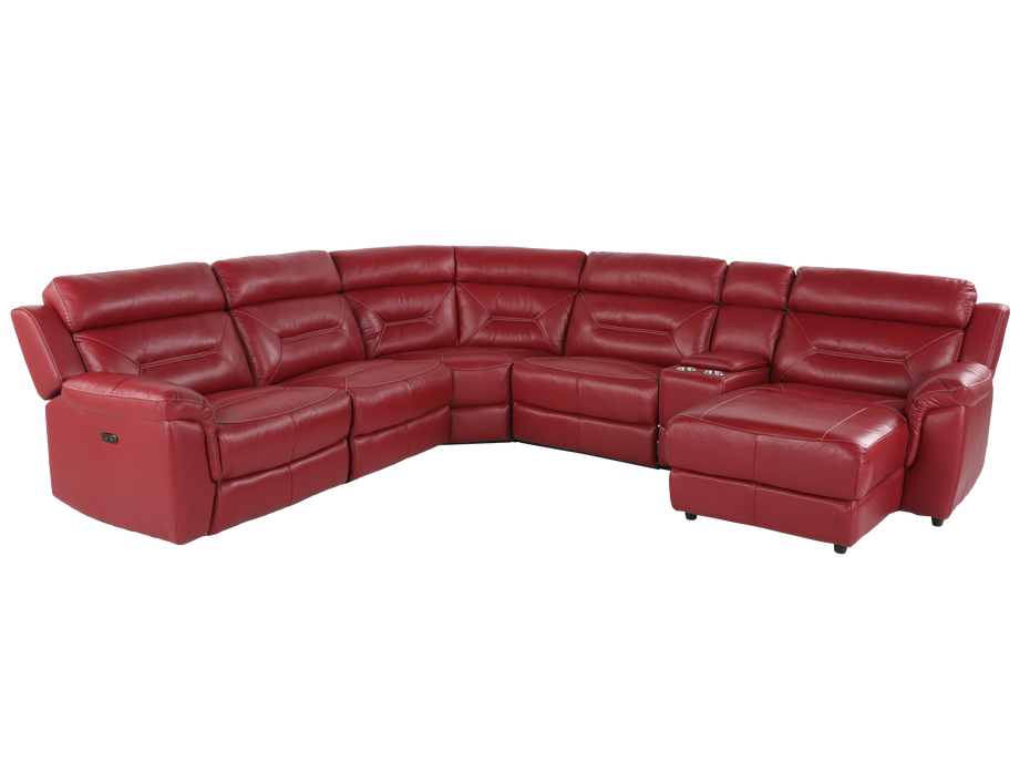 6 Piece Power Reclining Sectional with Top Grain Leather