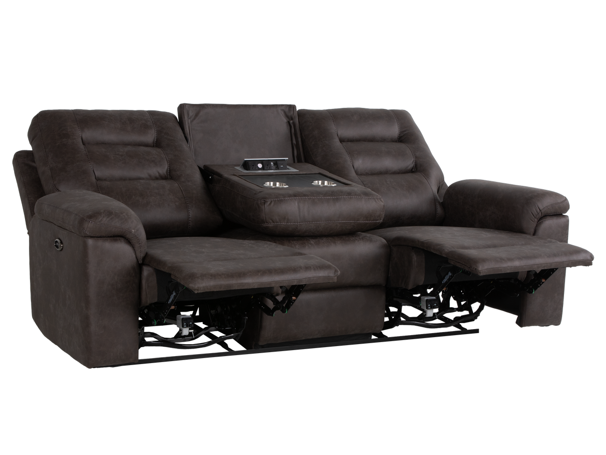 Contemporary Gray 3-Piece Power Reclining Living Room Set with Console & Cup Holders