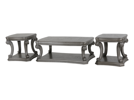 Grand-Platinum 3 Piece Coffee Table Set by Mollai Collections | Bel Furniture