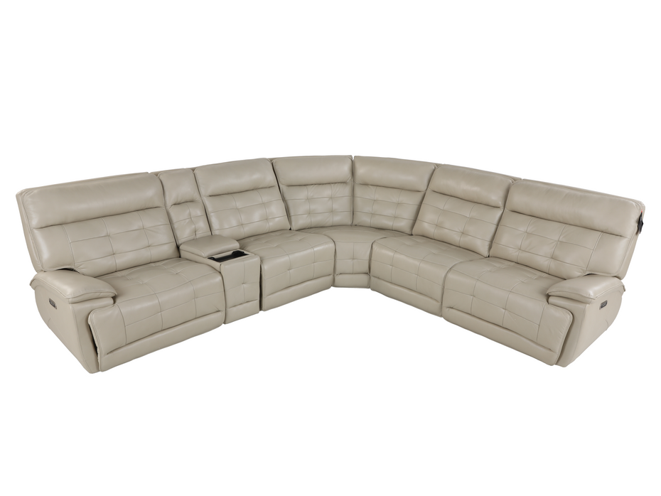 3 Piece Power Reclining Sectional with Top Grain Leather Seating