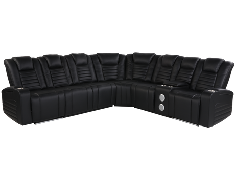 3 Piece Power Reclining Sectional with Power Adjustable Headrest/ Bluetooth Speakers/ wireless USB Charging, LED Light by Sara Collections | Bel Furniture