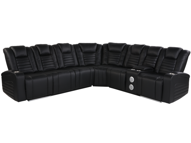 3 Piece Power Reclining Sectional with Power Adjustable Headrest/ Bluetooth Speakers/ wireless USB Charging, LED Light by Sara Collections | Bel Furniture