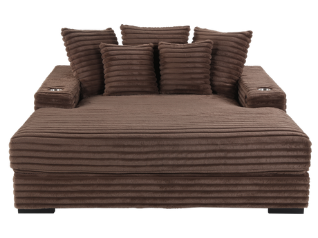 Chaise Lounge with Dual Cup Holders and USB Charging Ports by Sara Collections | Bel Furniture