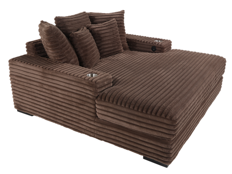 Chaise Lounge with Dual Cup Holders and USB Charging Ports by Sara Collections | Bel Furniture