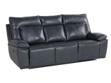Modern 3-Piece Top Grain Leather Power Reclining Living Room Set with Console, Drop-Down Table, Cup Holders & USB (Slate)