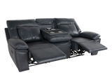 Modern 3-Piece Top Grain Leather Power Reclining Living Room Set with Console, Drop-Down Table, Cup Holders & USB (Slate)