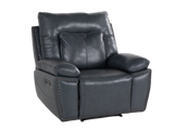 Modern 3-Piece Top Grain Leather Power Reclining Living Room Set with Console, Drop-Down Table, Cup Holders & USB (Slate)