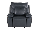 Modern 3-Piece Top Grain Leather Power Reclining Living Room Set with Console, Drop-Down Table, Cup Holders & USB (Slate)