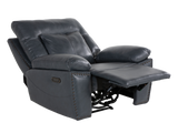 Modern 3-Piece Top Grain Leather Power Reclining Living Room Set with Console, Drop-Down Table, Cup Holders & USB (Slate)