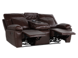 Dark Brown 3‑Piece Reclining Living Room Set with Top‑Grain Leather Seating