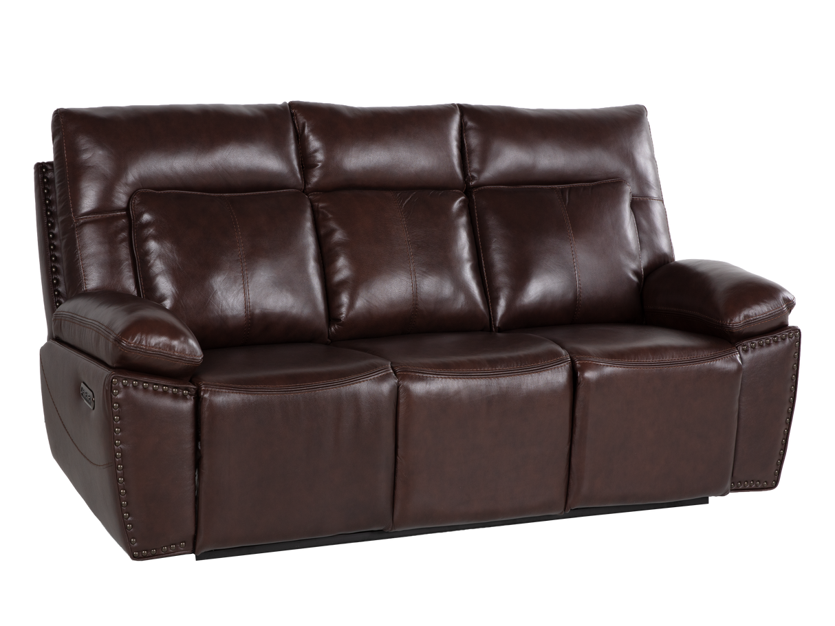 Dark Brown 3‑Piece Reclining Living Room Set with Top‑Grain Leather Seating
