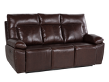 Dark Brown 3‑Piece Reclining Living Room Set with Top‑Grain Leather Seating