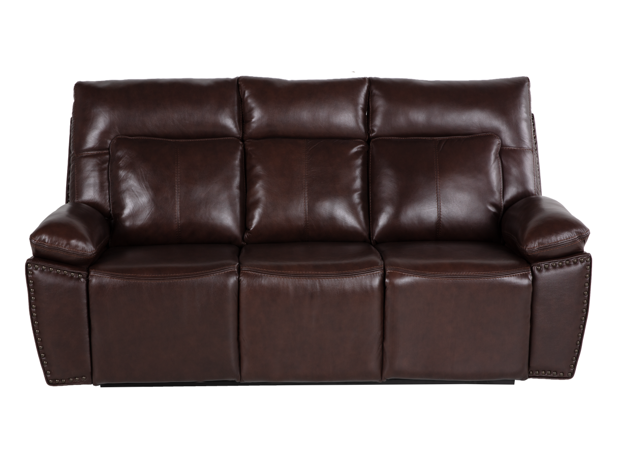 Dark Brown 3‑Piece Reclining Living Room Set with Top‑Grain Leather Seating