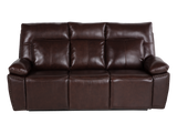 Dark Brown 3‑Piece Reclining Living Room Set with Top‑Grain Leather Seating