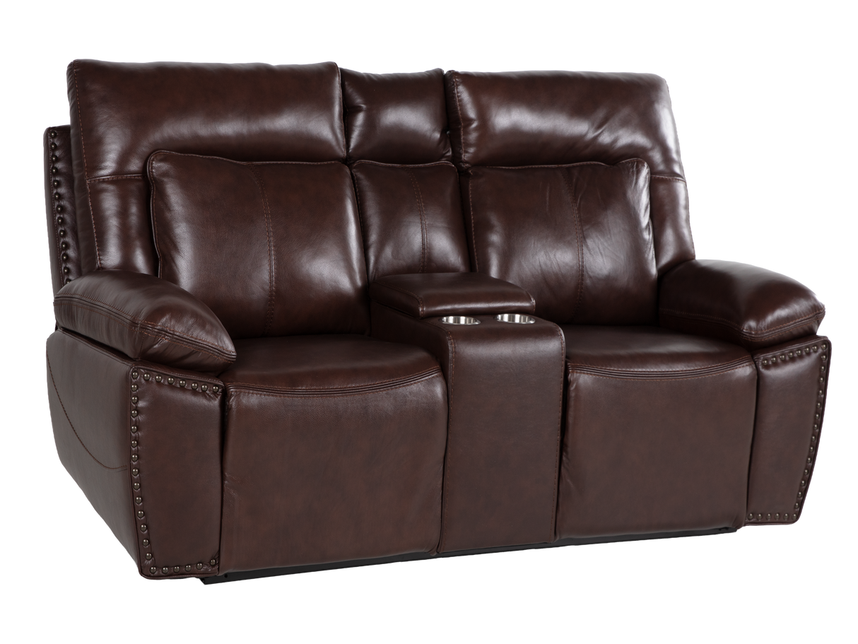 Dark Brown 3‑Piece Reclining Living Room Set with Top‑Grain Leather Seating