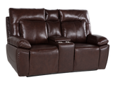 Dark Brown 3‑Piece Reclining Living Room Set with Top‑Grain Leather Seating